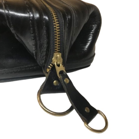 BOSCA Old Leather Black Leather Men’s UTILI-KIT Travel Kit Shaving Kit - Picture 3 of 10